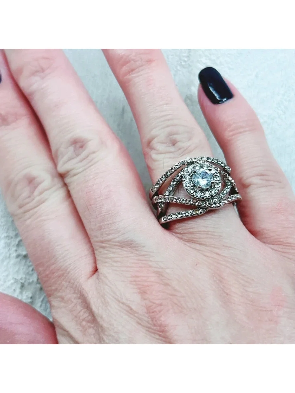 1024mc. Silvertone Bling Ring Size 7